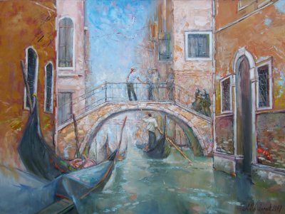 Small bridge. Venice 36x48 Oil on Canvas 2009